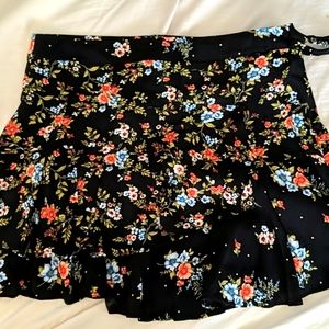 Floral faux wrap skirt